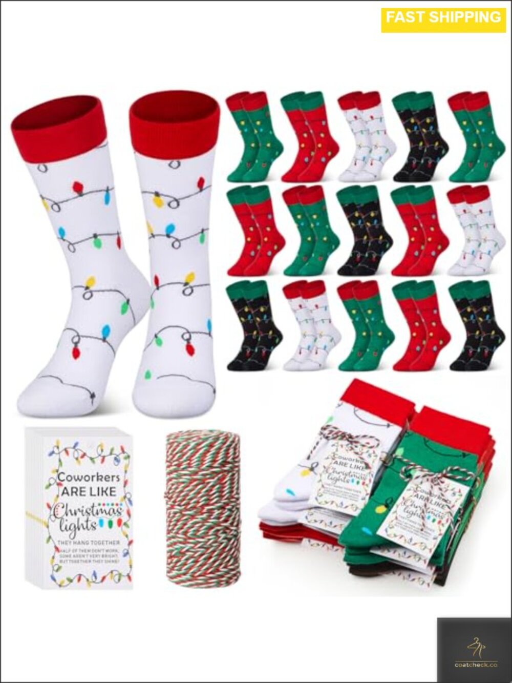 24 Pairs Christmas Light Bulb Socks Cotton Novelty Gift Set